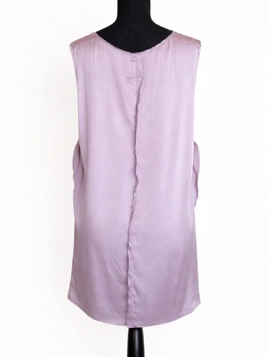 GO Silk Lavender Tunic Blouse XL Raw Edge Seam Sleeveless Top - Picture 4 of 8